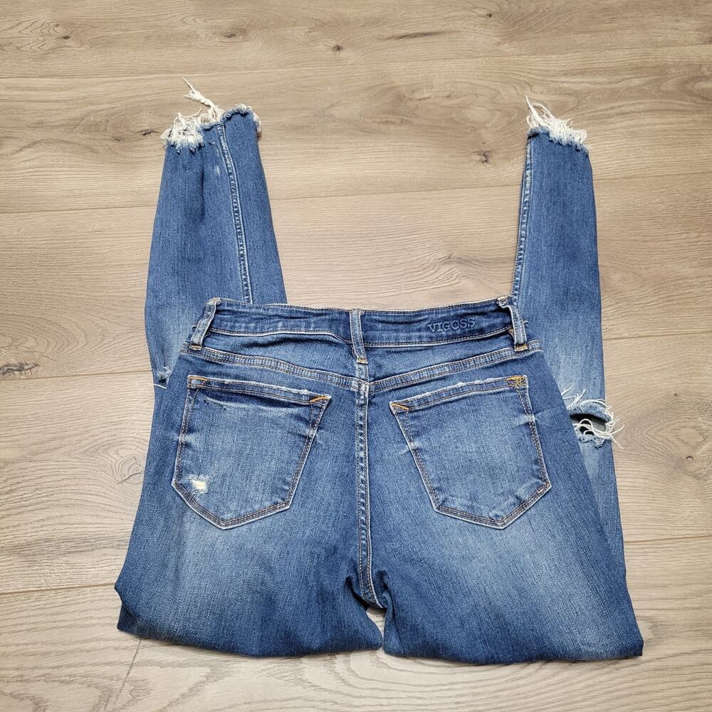 Vigoss Jeans Women 24 Blue Stevie Crop Straight Distressed Casual Designer